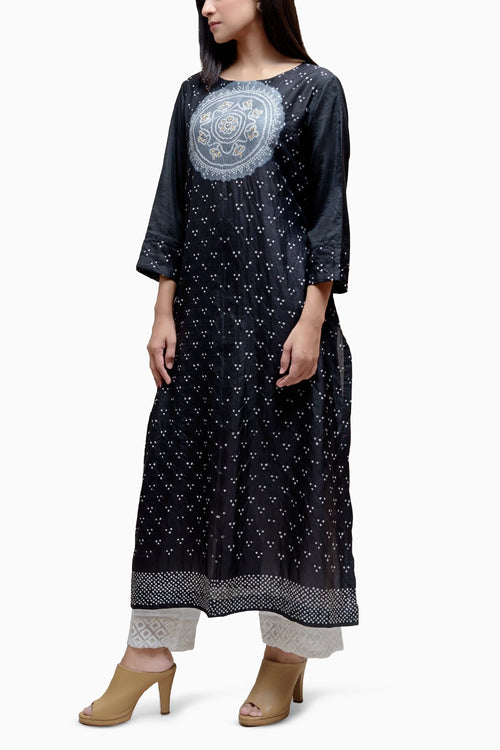 Black Circle Bandhani Kurta