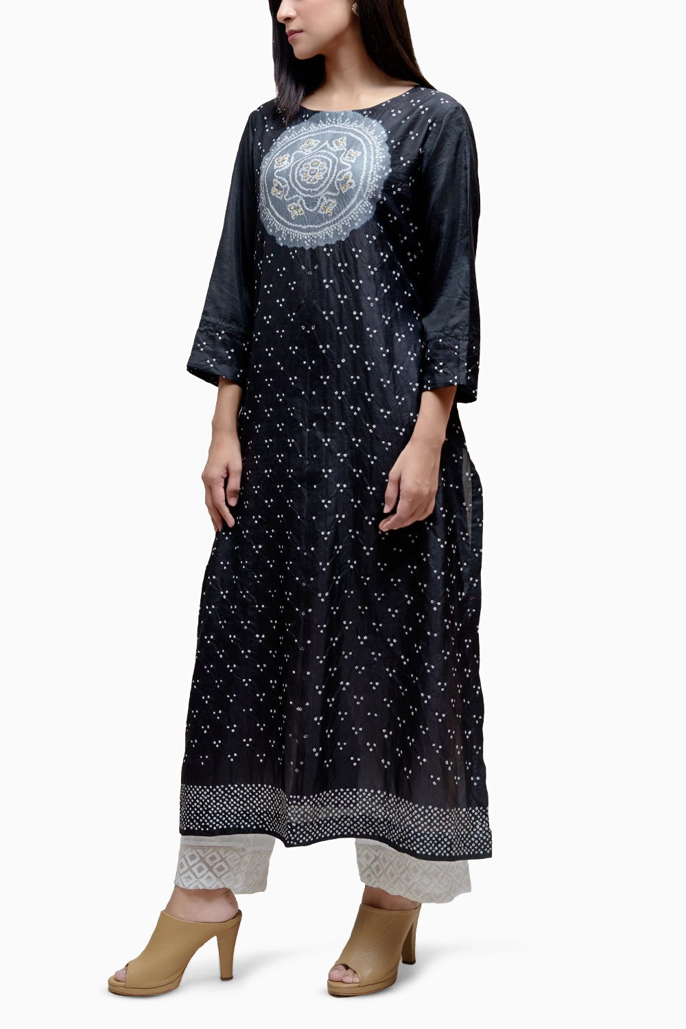 Black Circle Bandhani Kurta