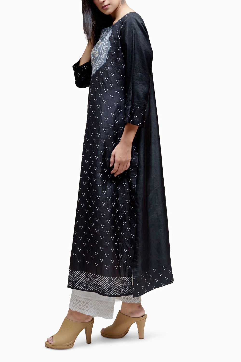 Black Circle Bandhani Kurta