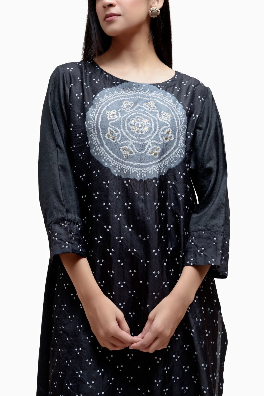 Black Circle Bandhani Kurta