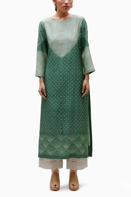 Green Bandhani Kurta