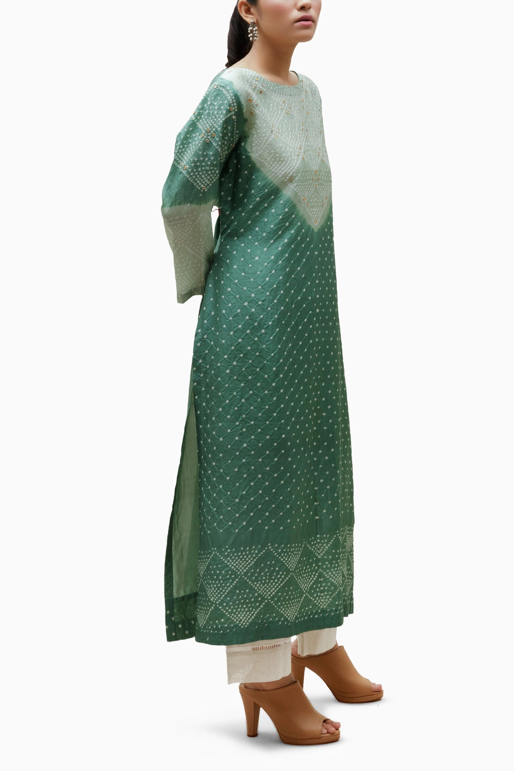 Green Bandhani Kurta