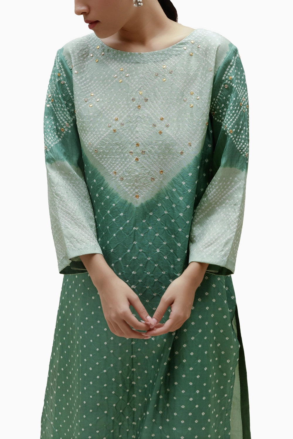 Green Bandhani Kurta