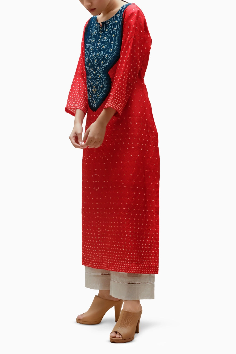 Red Aba Bandhani Kurta