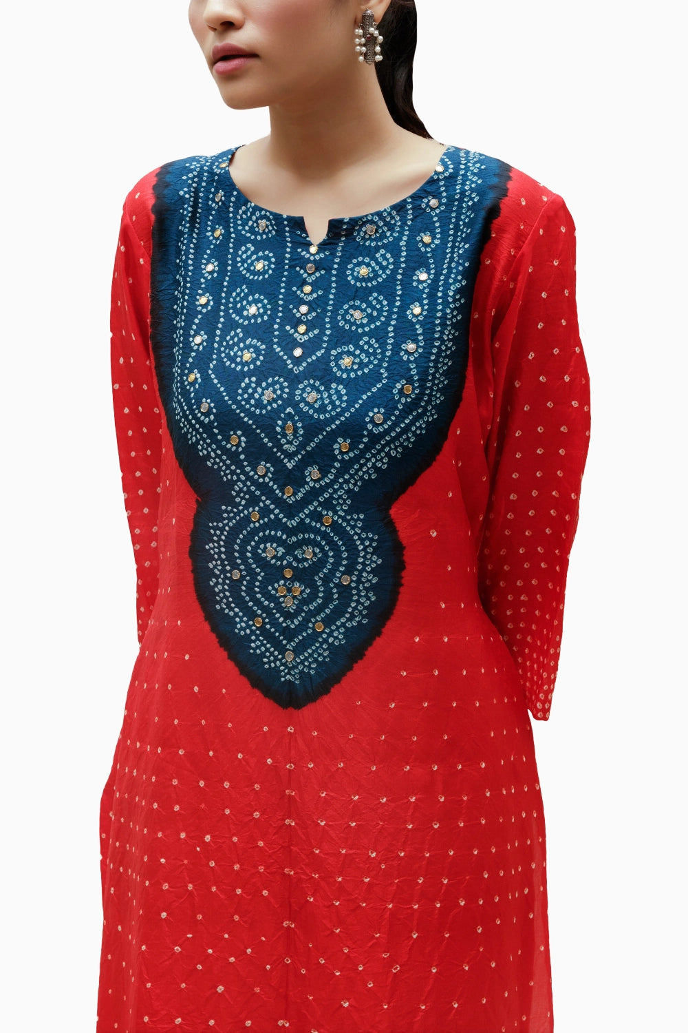 Red Aba Bandhani Kurta