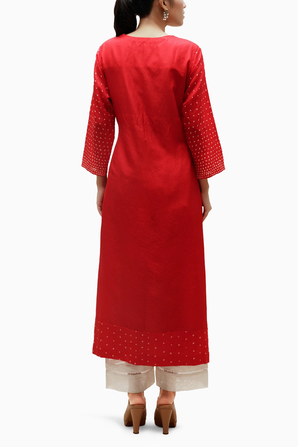 Red Aba Bandhani Kurta