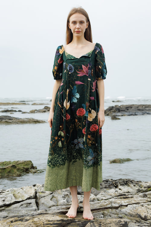 Green Forest Crump Midi Dress