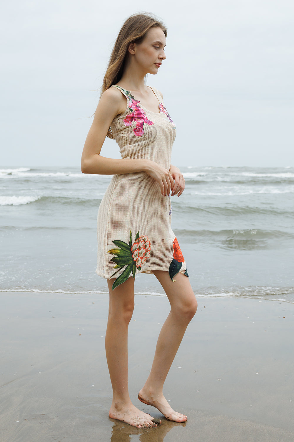 Cinnamon Crochet Patch Midi Dress