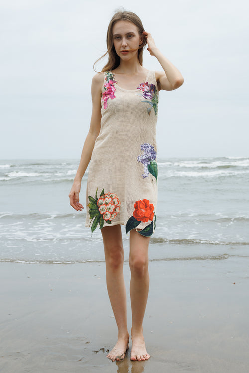 Cinnamon Crochet Patch Midi Dress