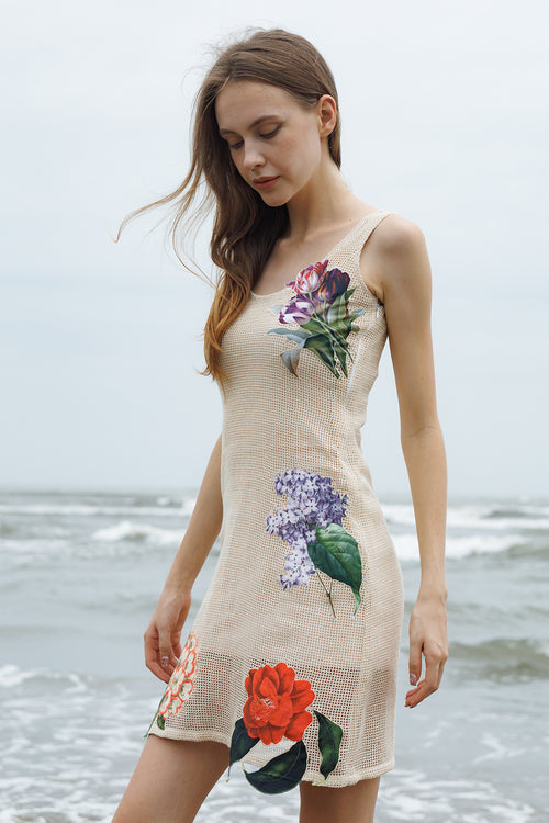 Cinnamon Crochet Patch Midi Dress