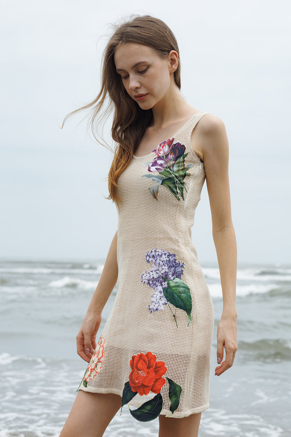 Cinnamon Crochet Patch Midi Dress