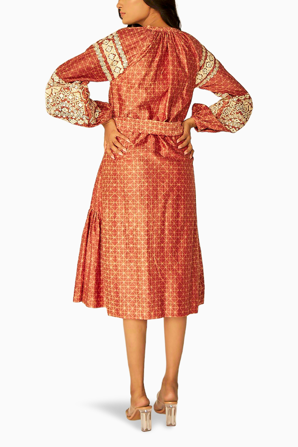 Rust Embroidered Tapestry Dress