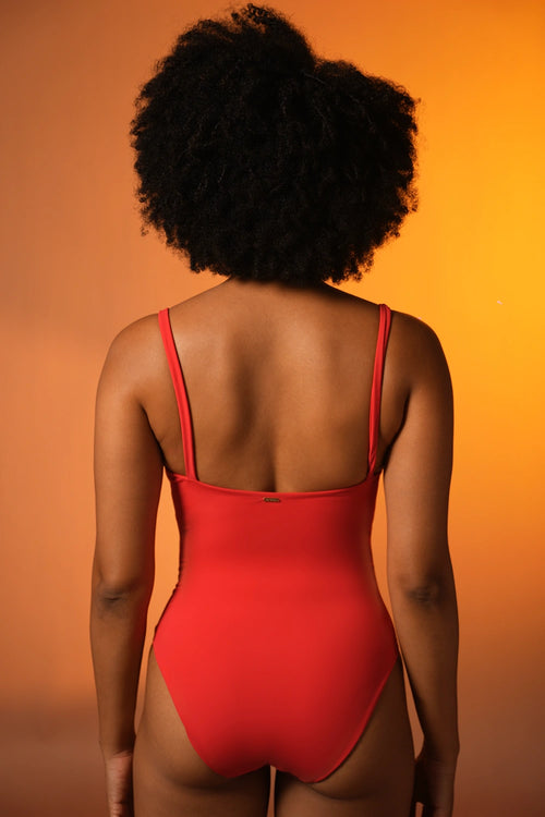 Cherry Knot-Front Swimsuit