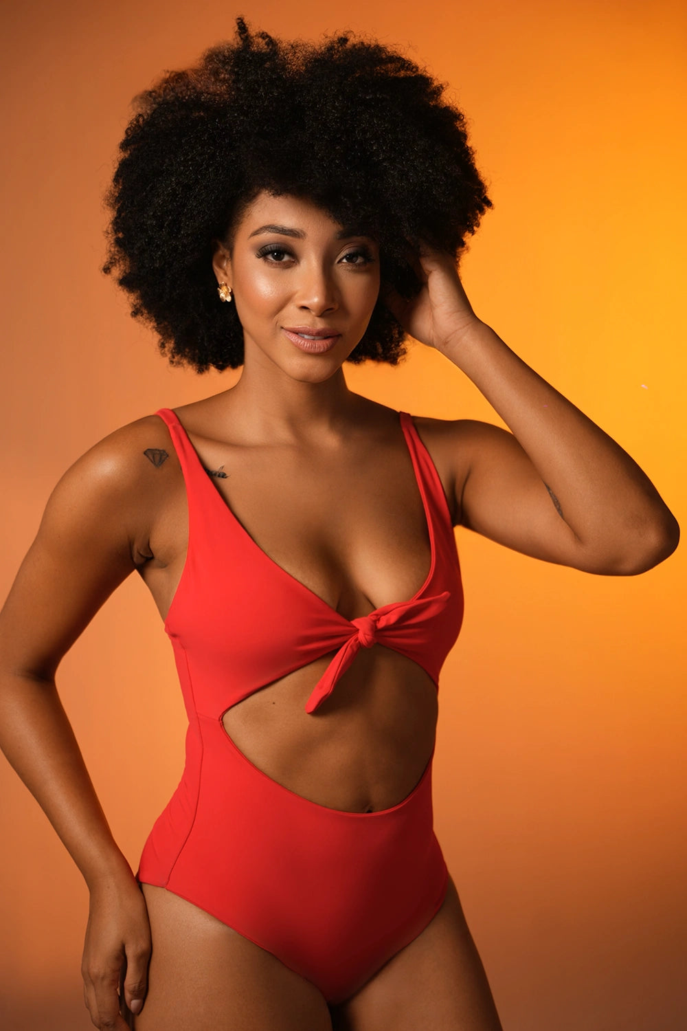 Cherry Knot-Front Swimsuit