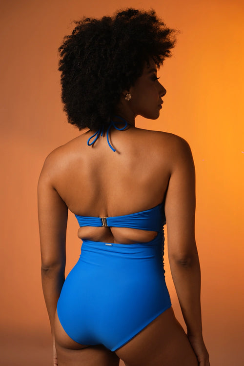 Ocean Blue Cutout Halter Swimsuit