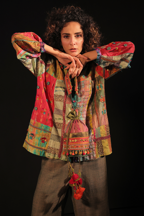Turfa Embroidered Collar Shacket