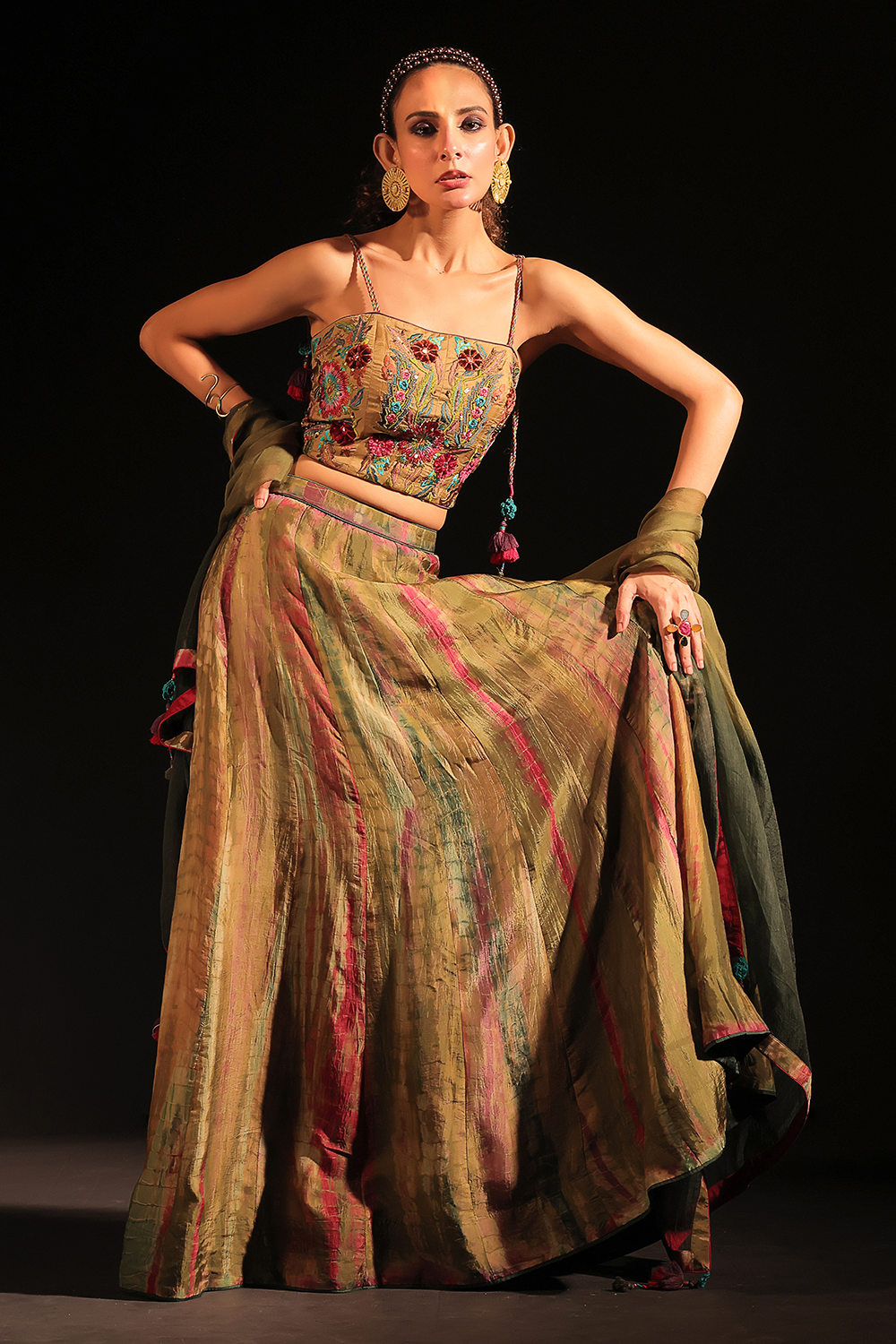 Avantika Embroidered Tie-Dye Lehenga Set