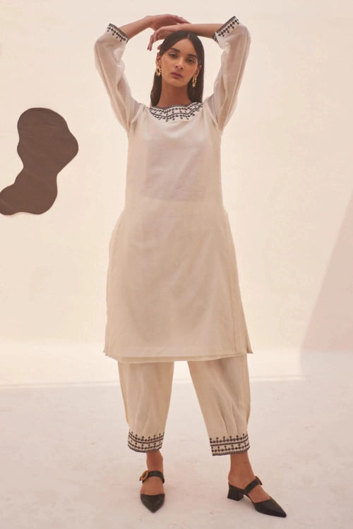 White Pearl Kurta Set
