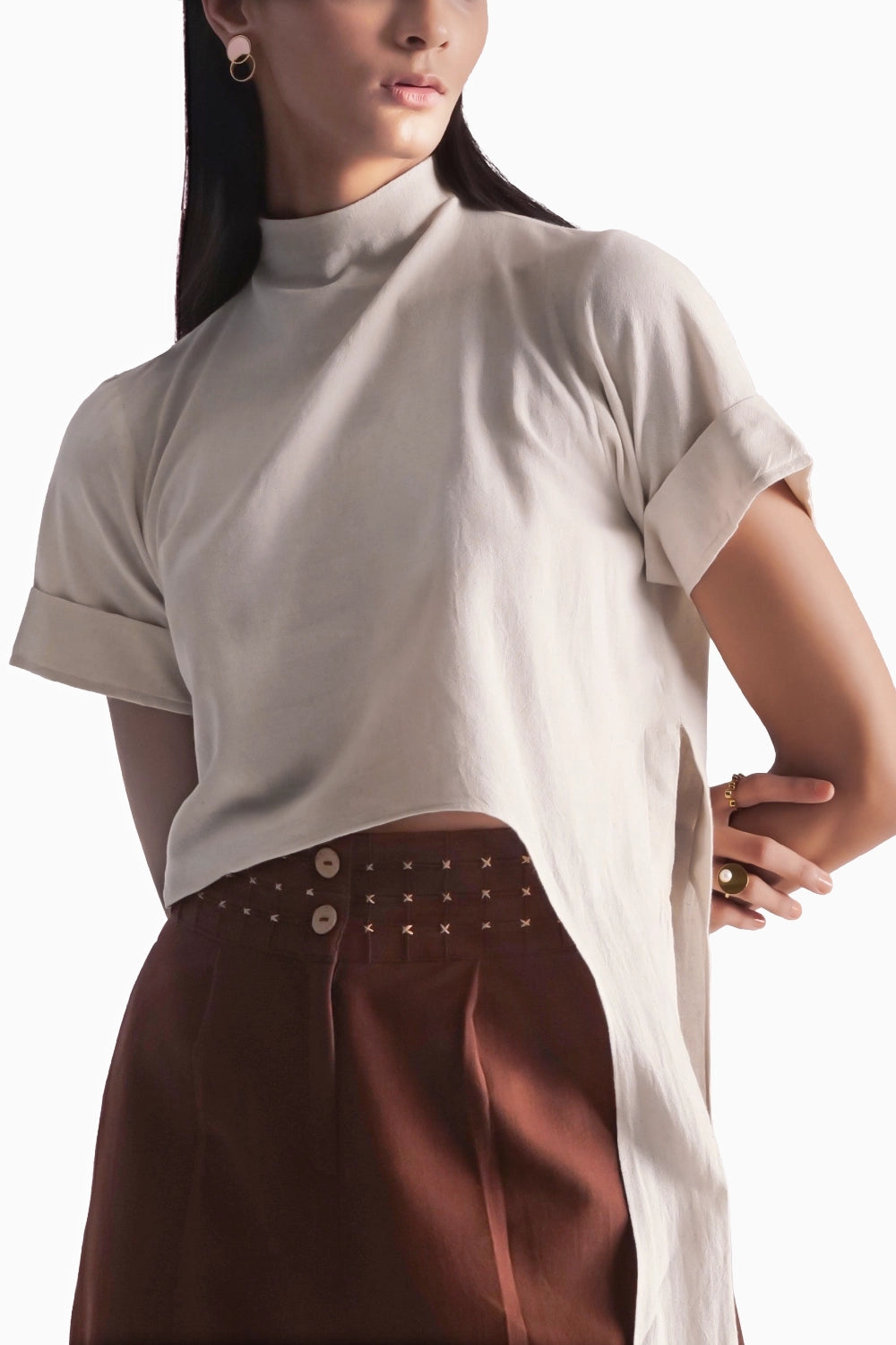 White and Brown Tail Co-ord Set