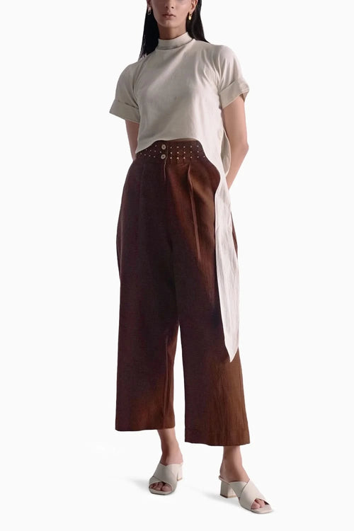 White and Brown Tail Co-ord Set