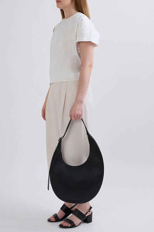 Ina Pebble Black Large Crescent Bag