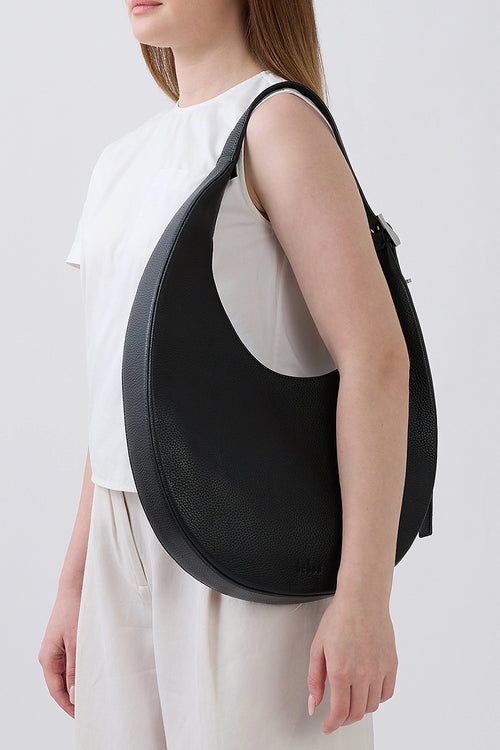 Ina Pebble Black Large Crescent Bag