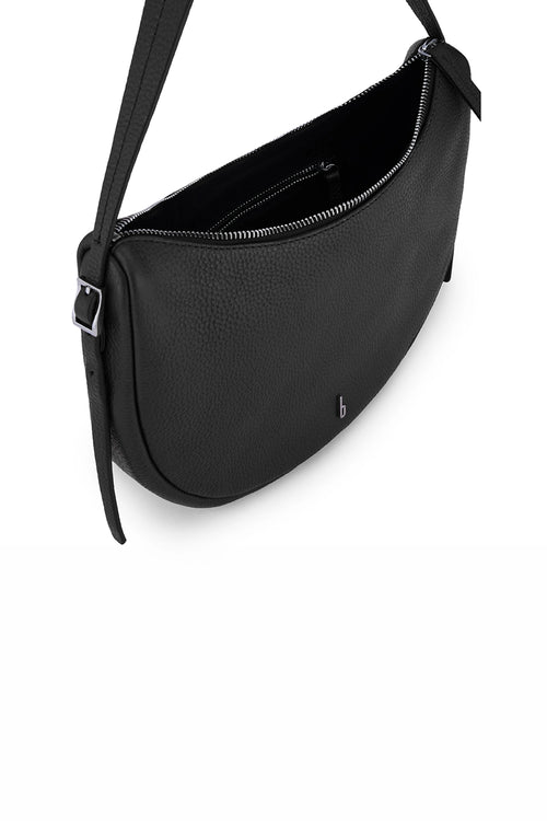 Ina Pebble Black Crescent Crossbody Bag