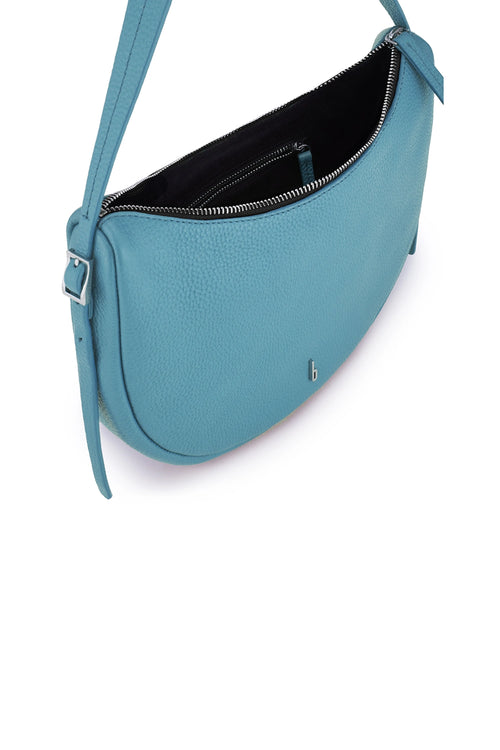 Ina Pebble Sky Blue Crescent Crossbody Bag