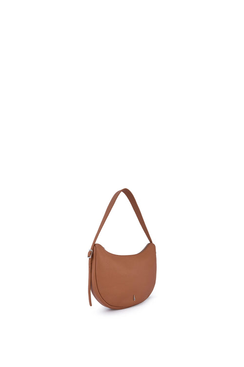 Ina Pebble Tan Crescent Crossbody Bag
