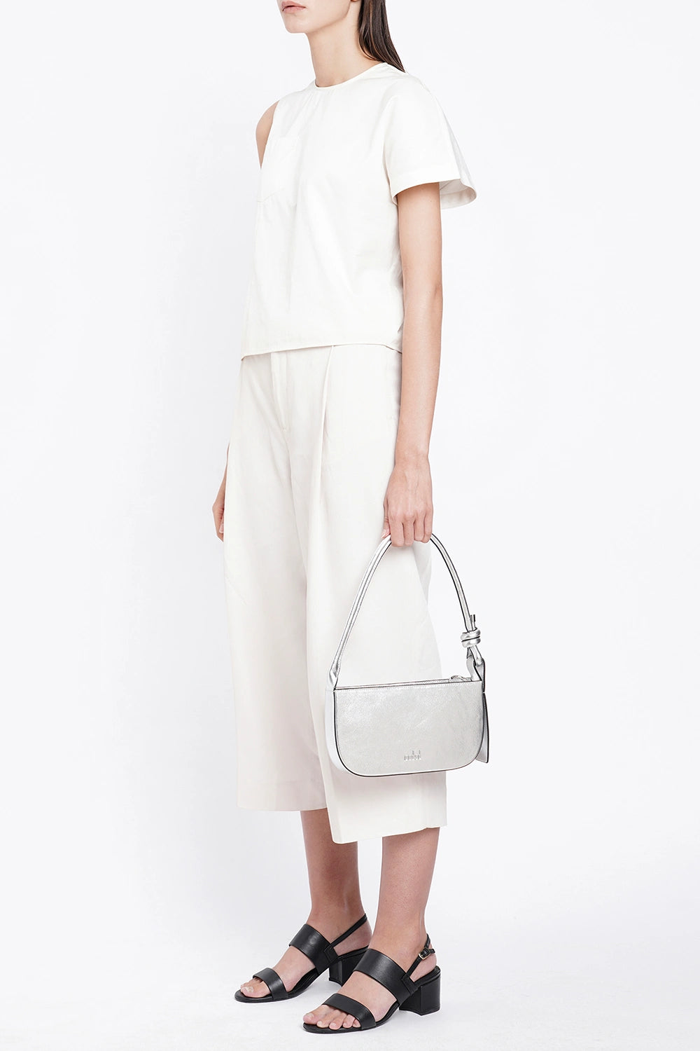 Ina Metallic Silver Mini Pouchette Bag