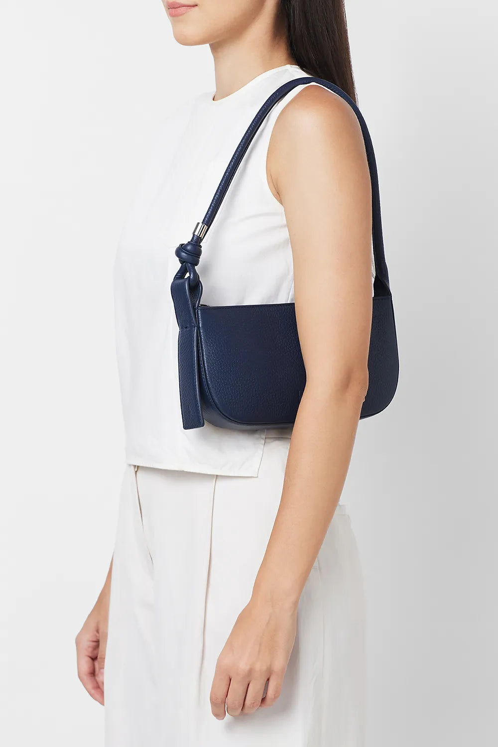 Ina Pebble Navy Mini Pouchette Bag