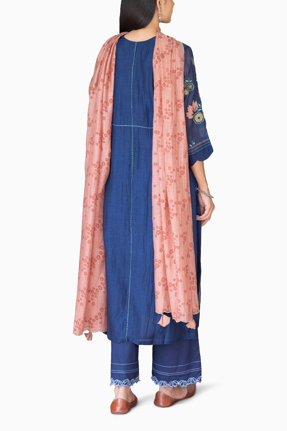 Ink Floral Applique Kurta Set