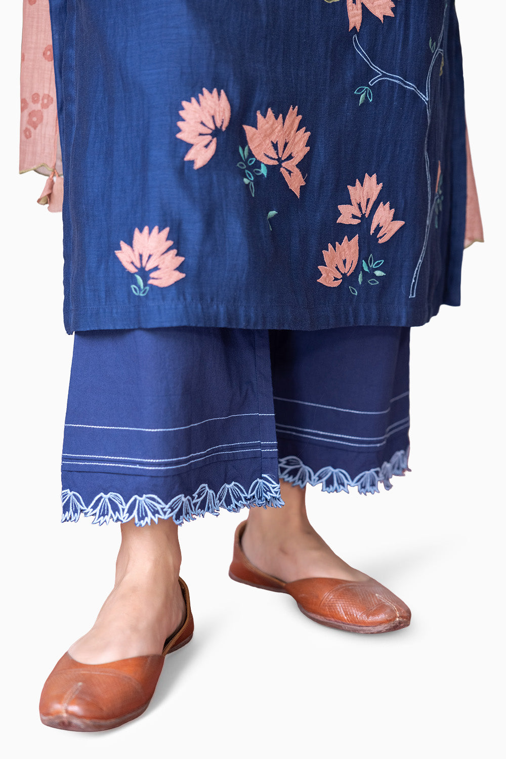 Ink Floral Applique Kurta Set