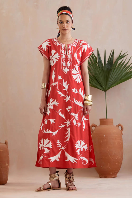 Crimson And Ivory Maxi Dress