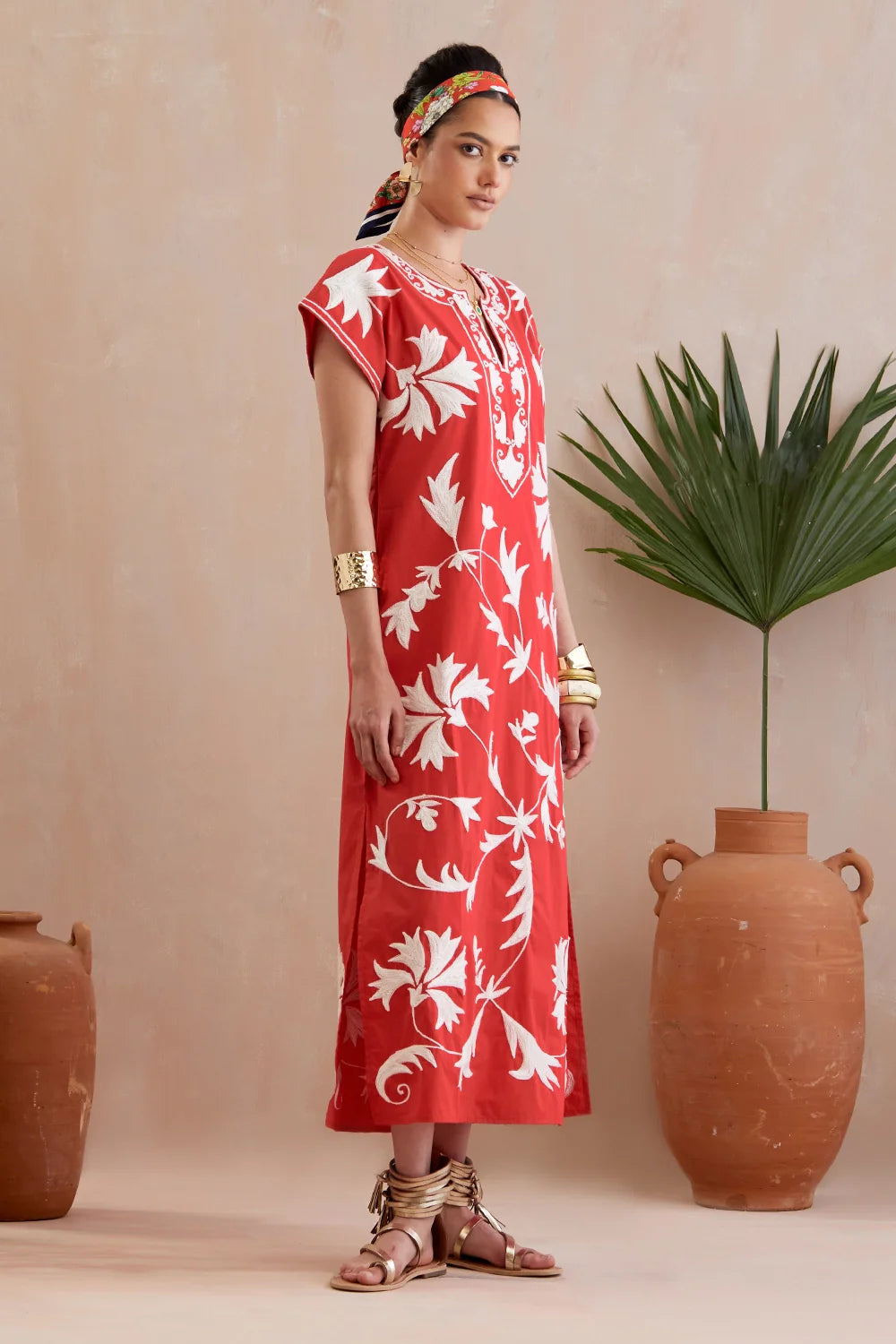 Crimson And Ivory Maxi Dress