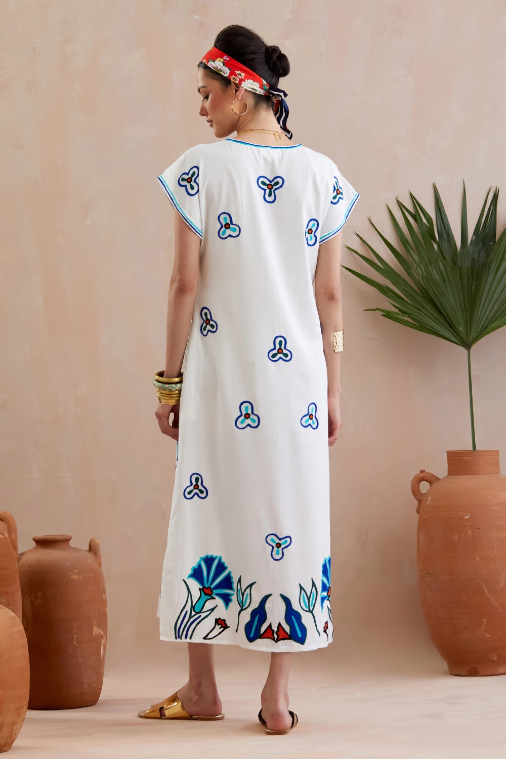 Ivory And Multi Color Maxi Dress