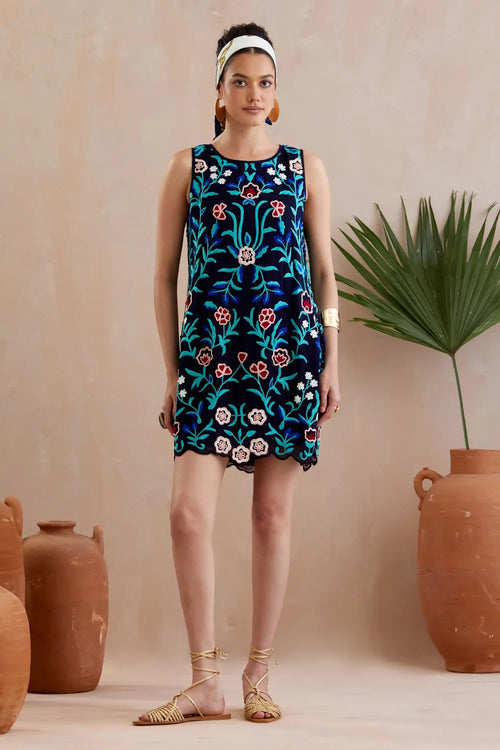 Blue And Multi Color Mini Dress
