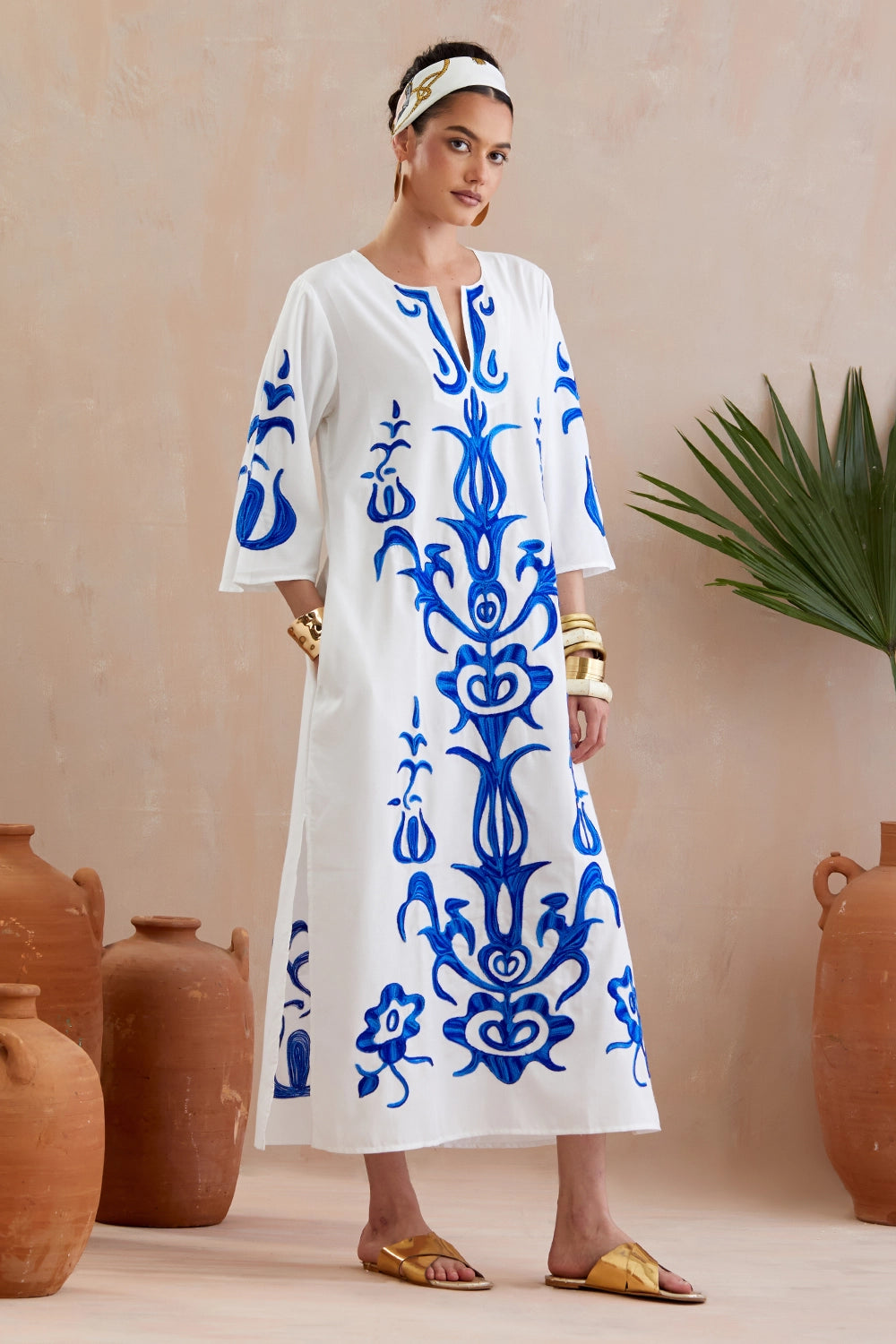 Ivory And Multi Color Azure Maxi Dress