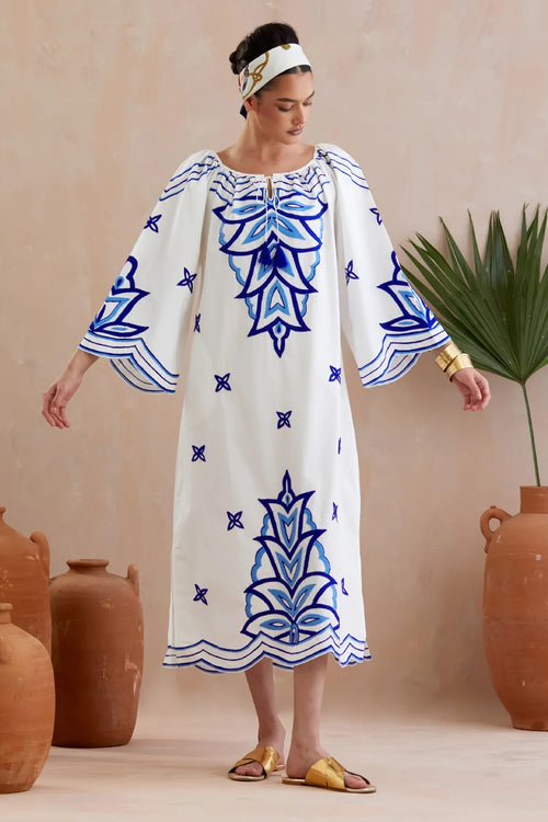 Ivory And Multi Azure Maxi Dress