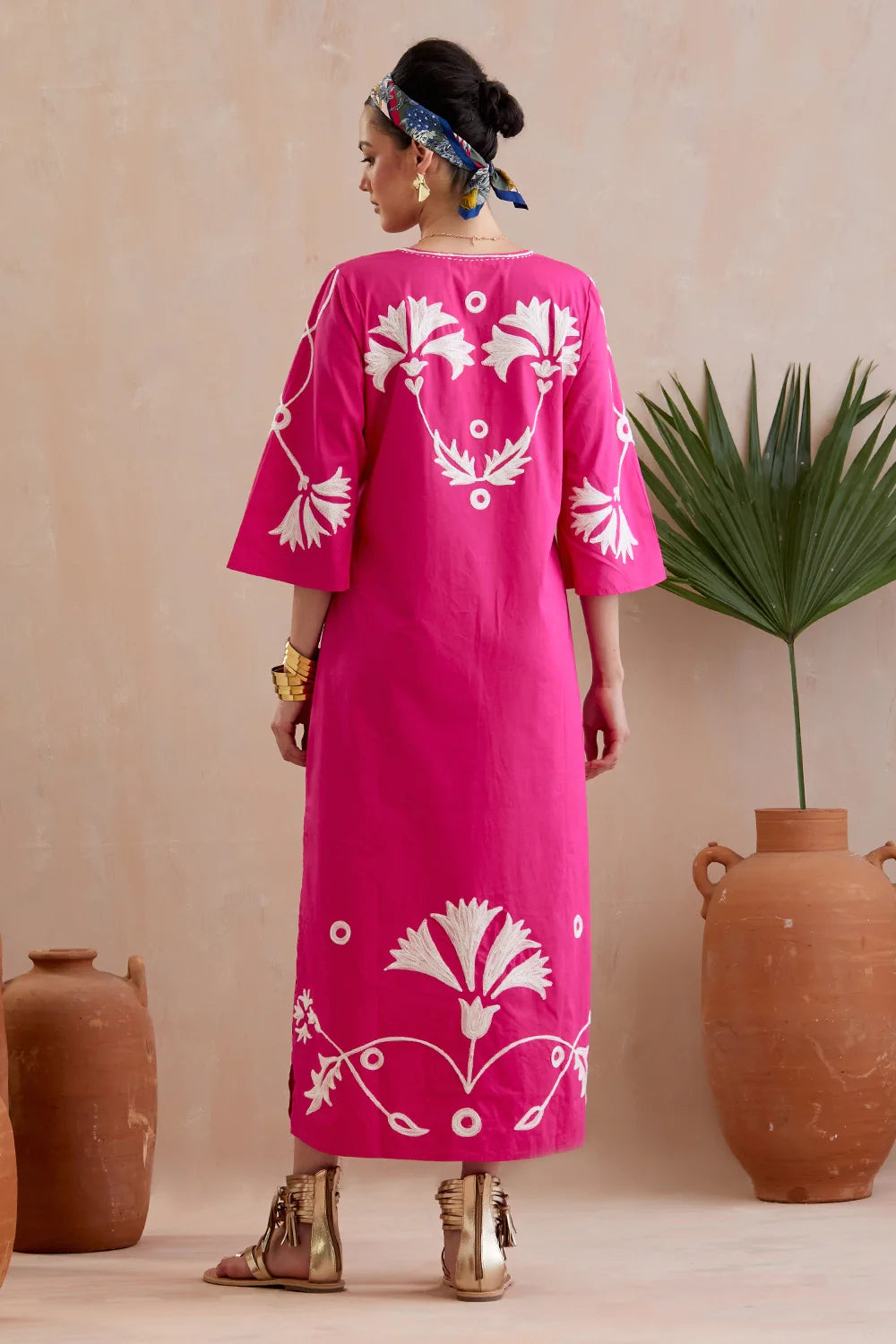 Fuschia And Ivory Maxi Dress