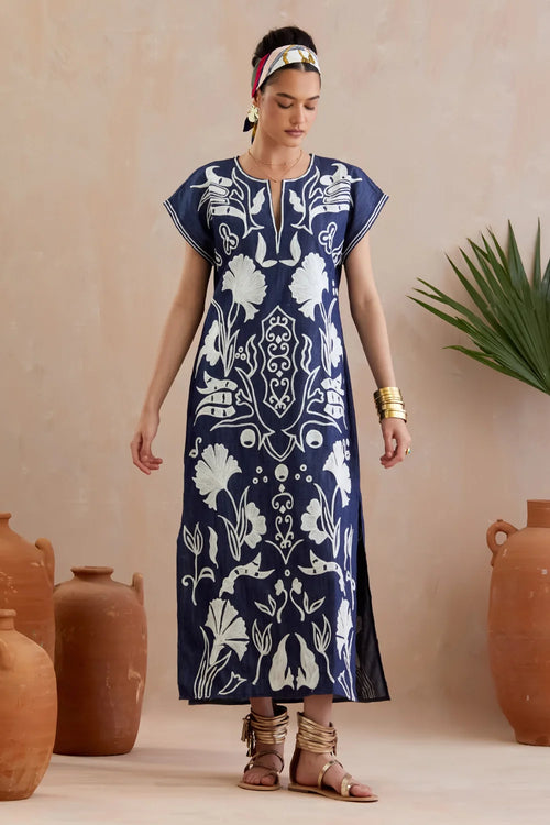 Denim And Ivory Maxi Dress