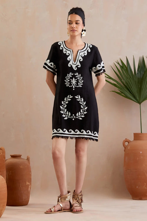 Black And Ivory Mini Dress