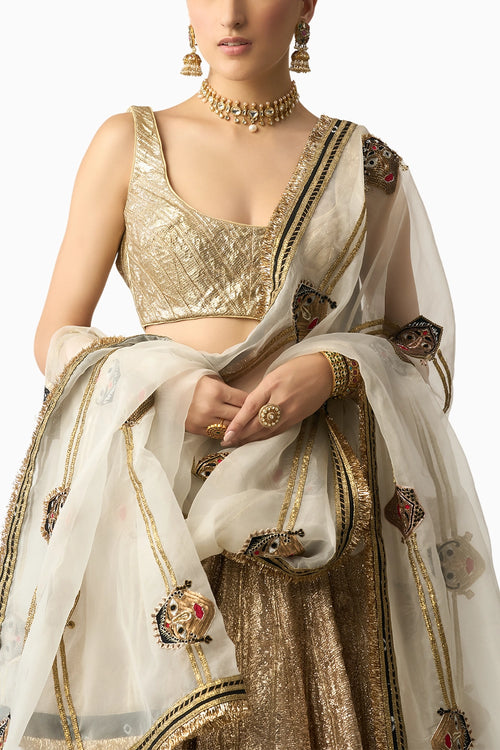 Safed Katputli Chandi Lehenga Set