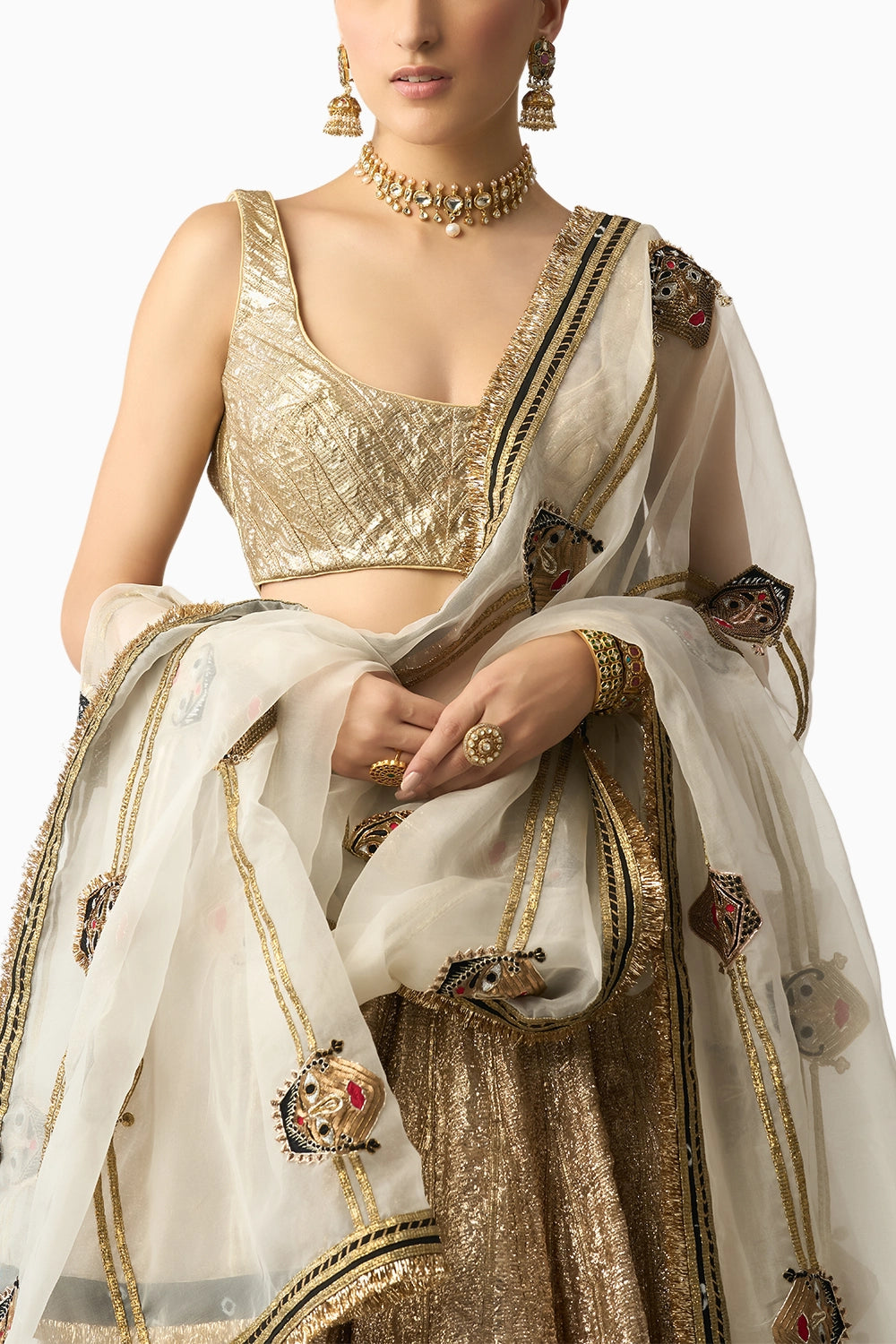 Safed Katputli Chandi Lehenga Set