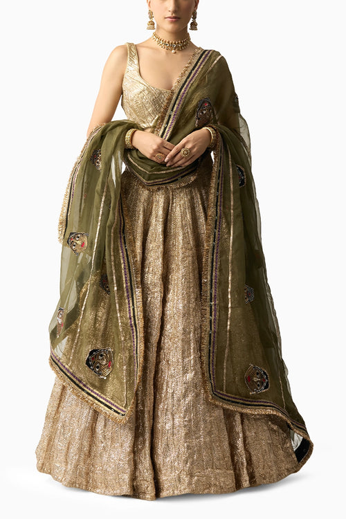 Hara Katputli Dupatta Chandi Lehenga Set