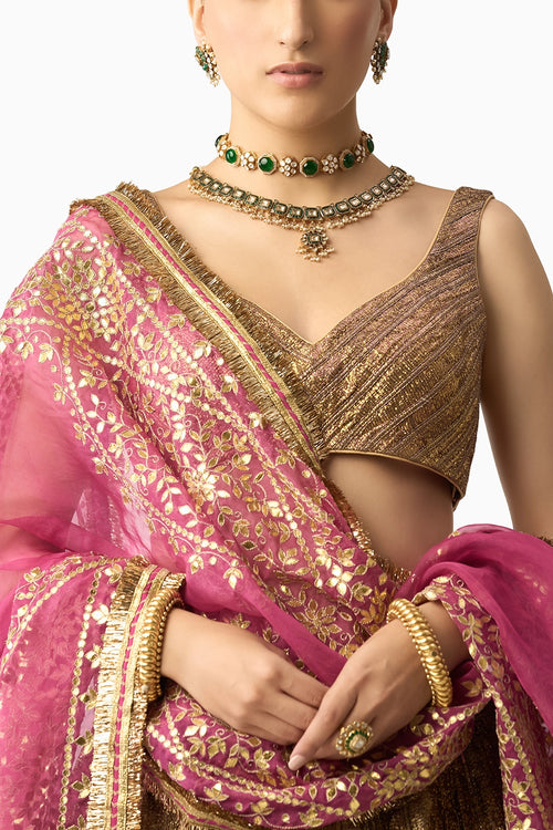 Gangu Dupatta Jamini Lehenga Set