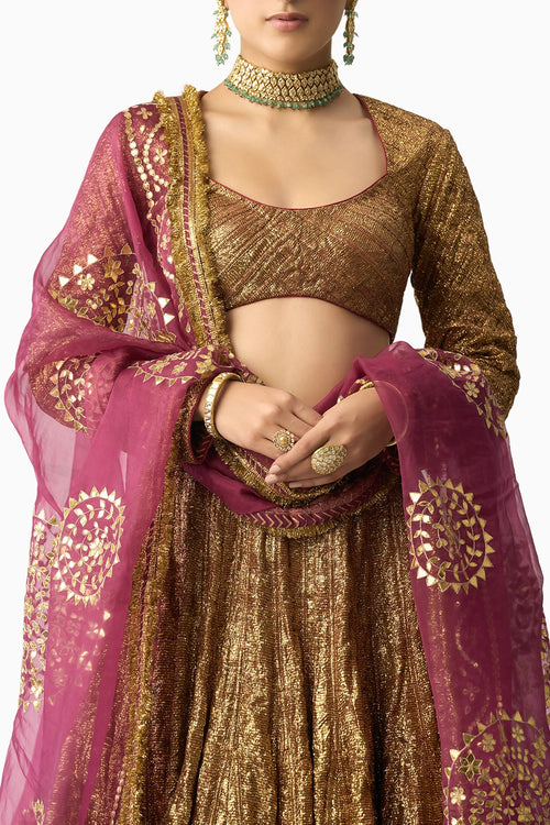 Ira Mehroon Lehenga Set