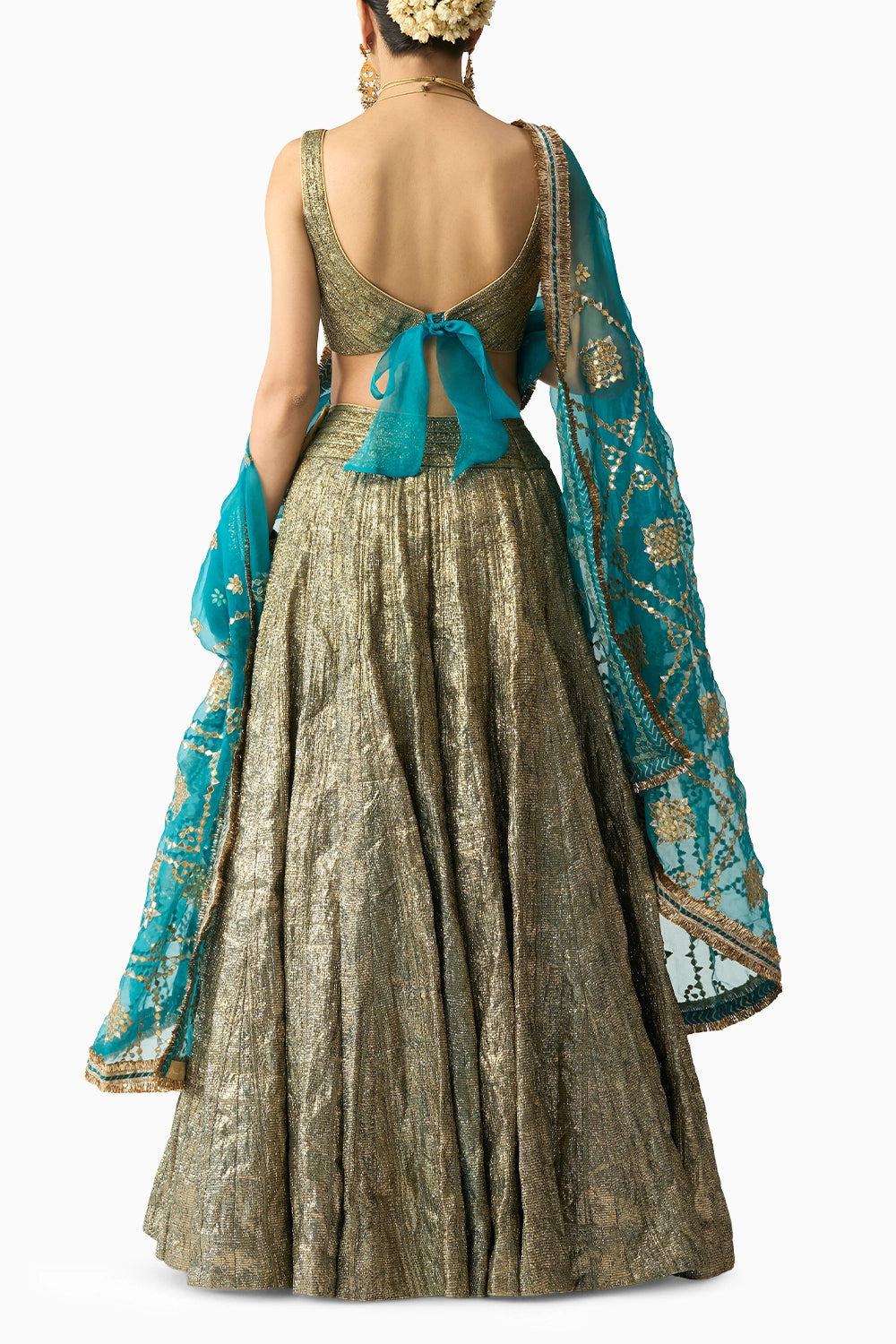 Ferhia Dupatta Ferozi Lehenga Set