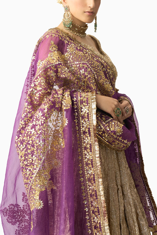 Bengani Dupatta Dhoop Chao Sona Chandi Lehenga Set