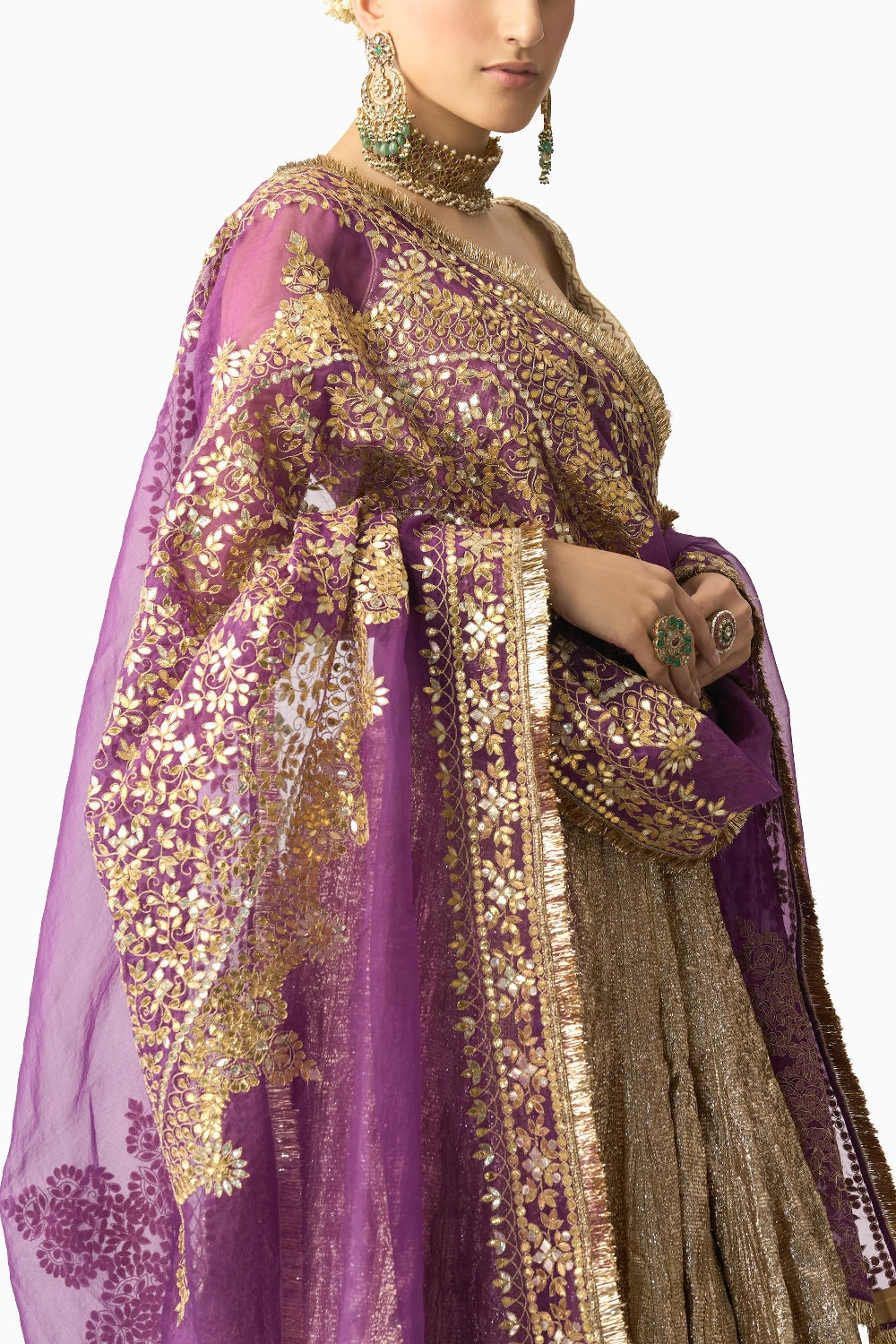 Bengani Dupatta Dhoop Chao Sona Chandi Lehenga Set
